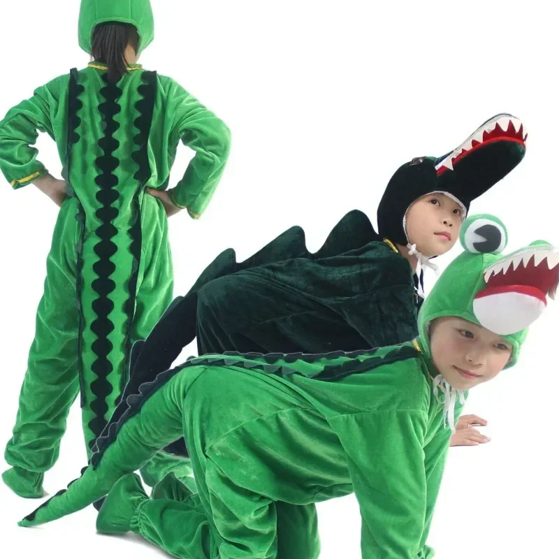 Green Unisex Toddle Children Adults Plush Animal Cosplay Crocodile Pajamas Fancy Dress Jumpsuit Costume Gifts Set Halloween