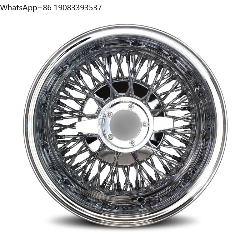 Steel Wire Wheels All Silver Chrome 13x5.5 13x7 14x7 15x7 16x7 17x8 Cross Lace 36 72 Spokes Reverse High Quality Car Rims