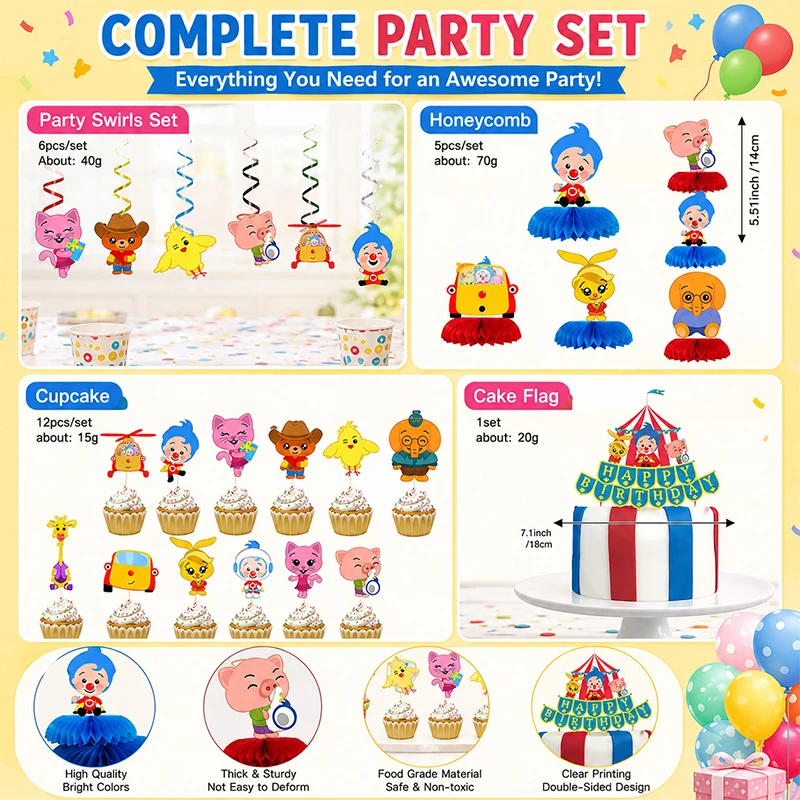 Cartoon-Anime-Kuchendekoration, Themen-Cupcake-Flaggen, Waben-Spiral-Wirbel-Zubehör für Geburtstagsfeier, Geschenk-Komplettset – Detail 1