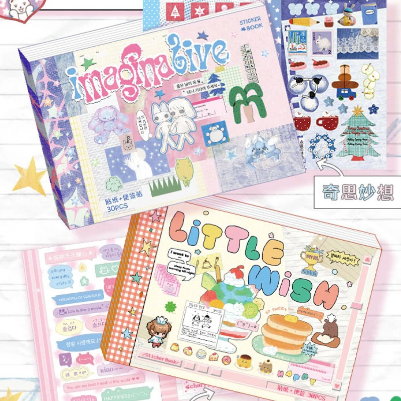 

Бумага, дуплекс, книга-наклейка, 30 шт., корейский милый стиль, креативный справочник, материал для календаря, карты, альбом, декор для скрапбукинга