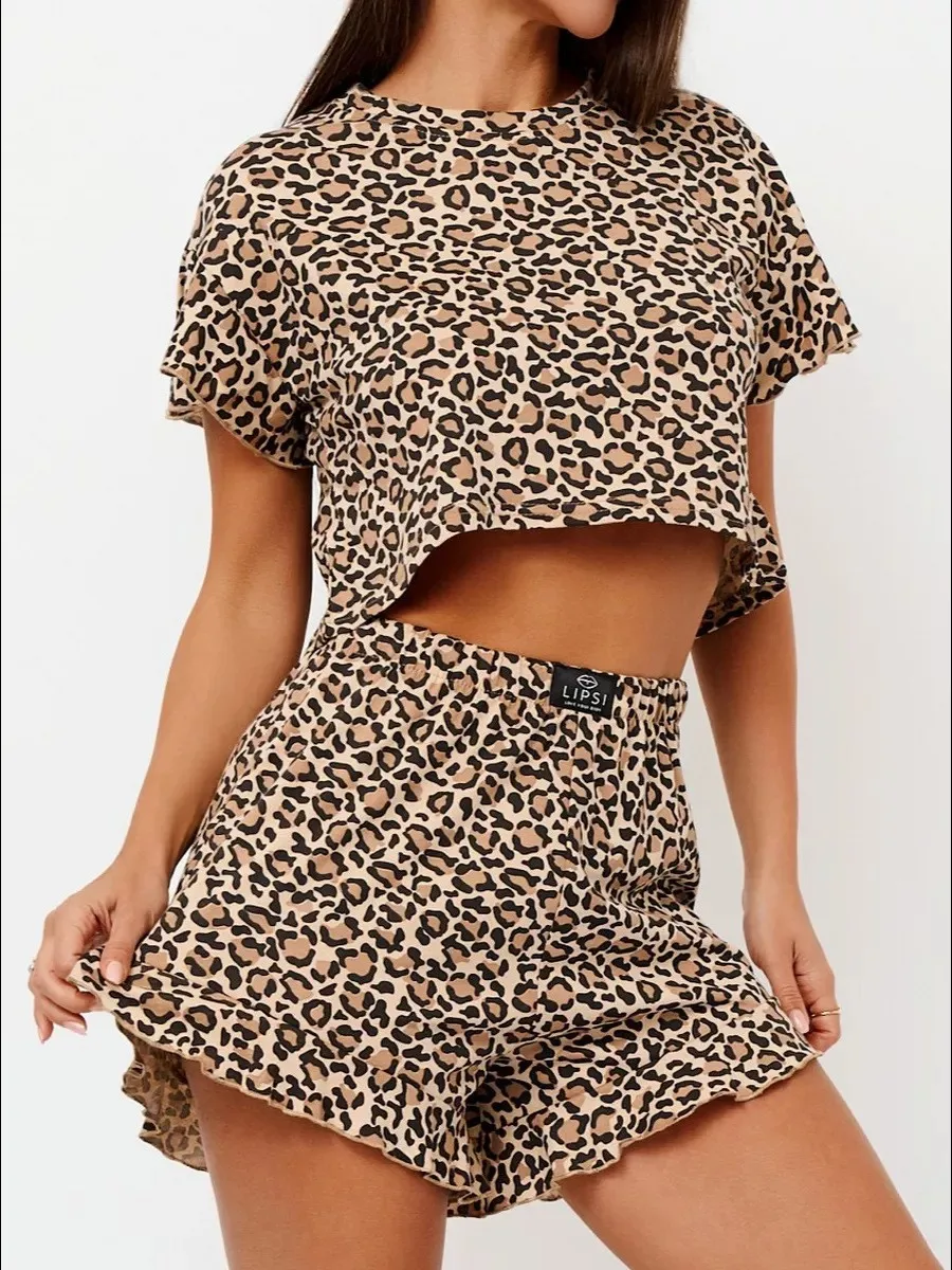 Spring and Summer New Hot List Printed Shorts Short Sleeves Can Be Worn Outside Loungewear Women's Pajamas Pj Set