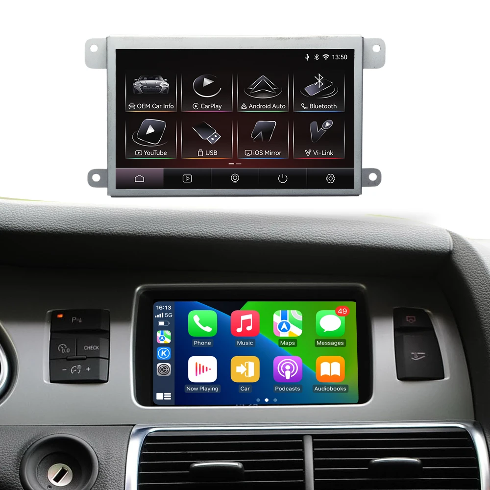 Radio de coche inalámbrico CarPlay Android Auto de 7 pulgadas para Audi Q7 4L 2005-2015 MMI 2G MMI 3G Reproductor de vídeo multimedia con pantalla táctil Linux con YouTube en línea Airplay Autolink Mirror Link WiFi Bluetooth GPS Navegación 2