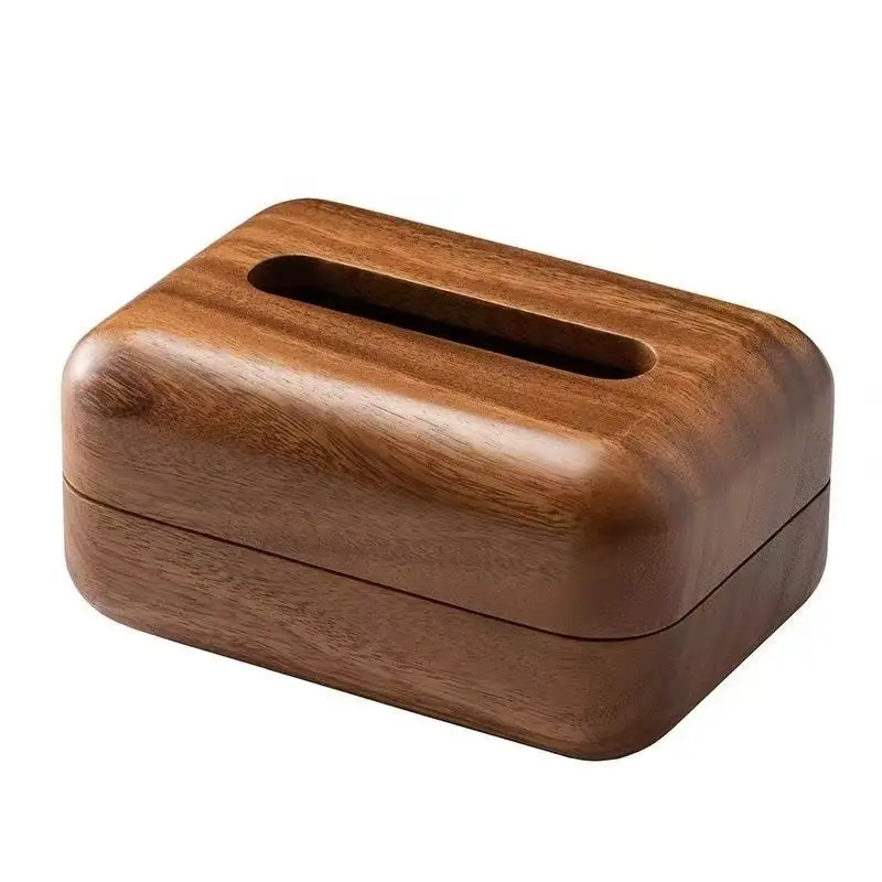 Solid wood magnetic suction desktop dining room carton living room  walnut simple high-end coffee table hotel Chinese tissue box