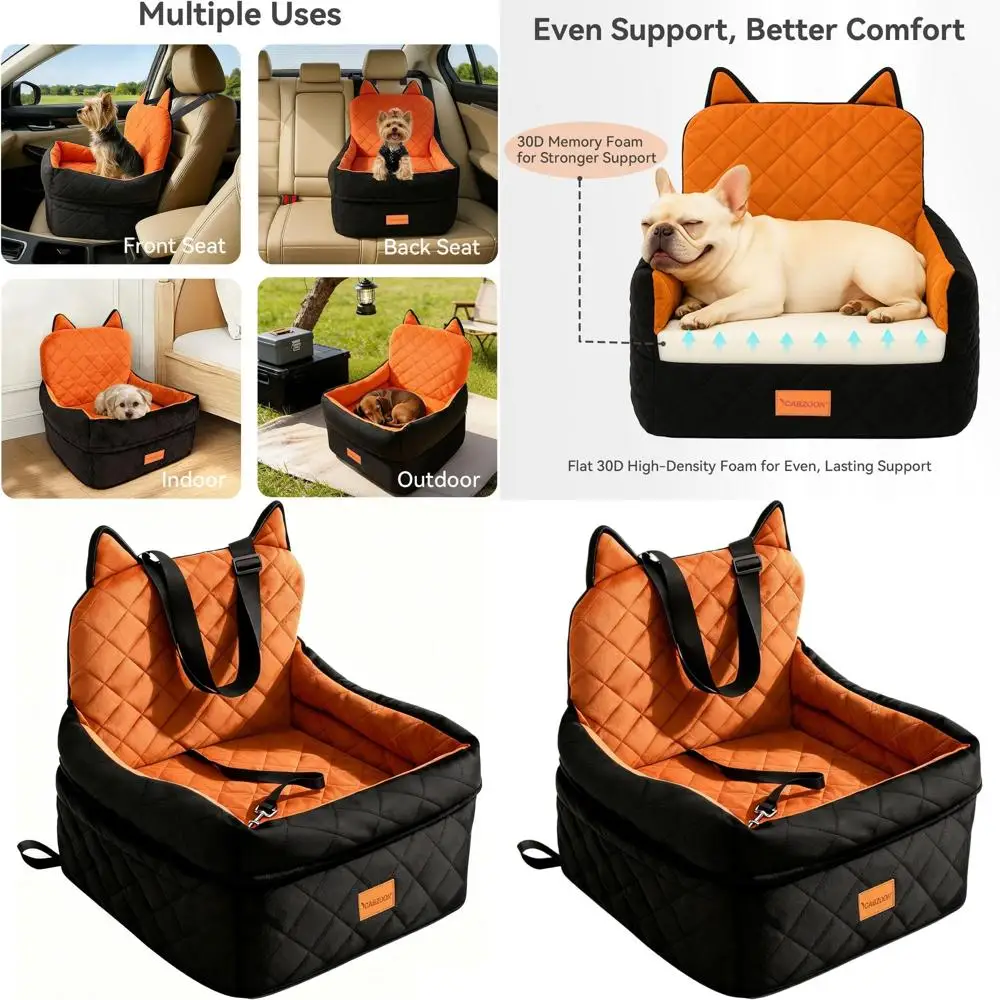 

Приподнятое автокресло для домашних животных для маленьких/средних собак до 35 фунтов, моющийся чехол, подходит для спереди/сзади, дорожная безопасная кровать с карманами для хранения