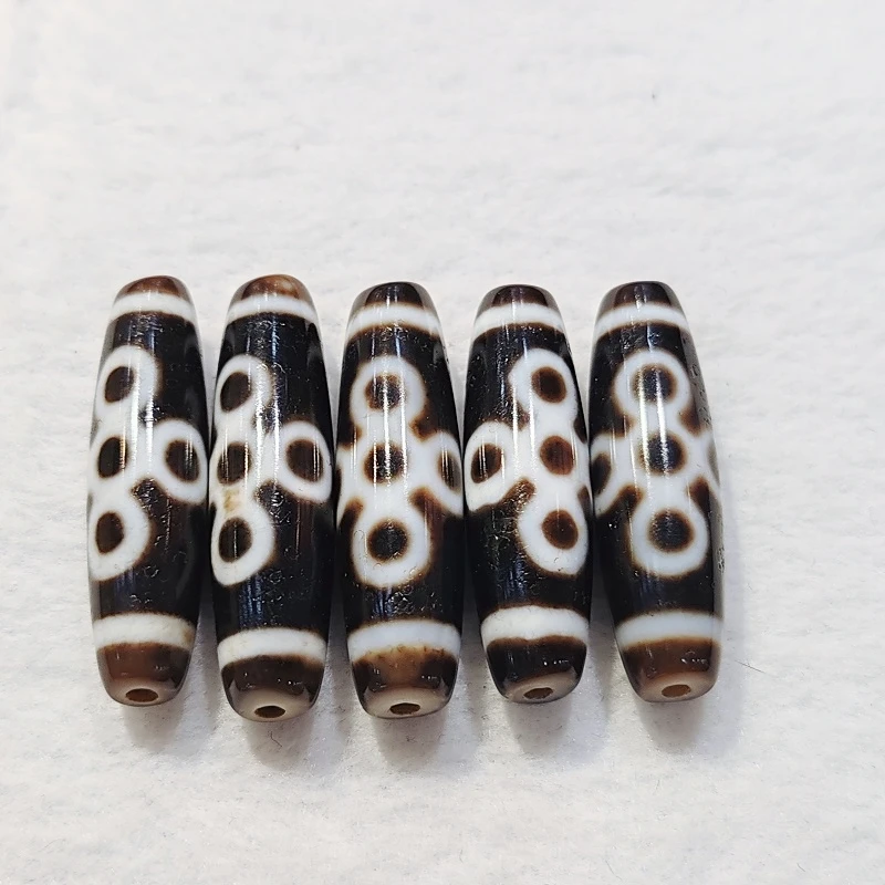 

Xizang Totem Agate Dzi Horseshoe Weathered Black and White 5 Eyes Lightning Bead Necklace Pendant DIY Accessories