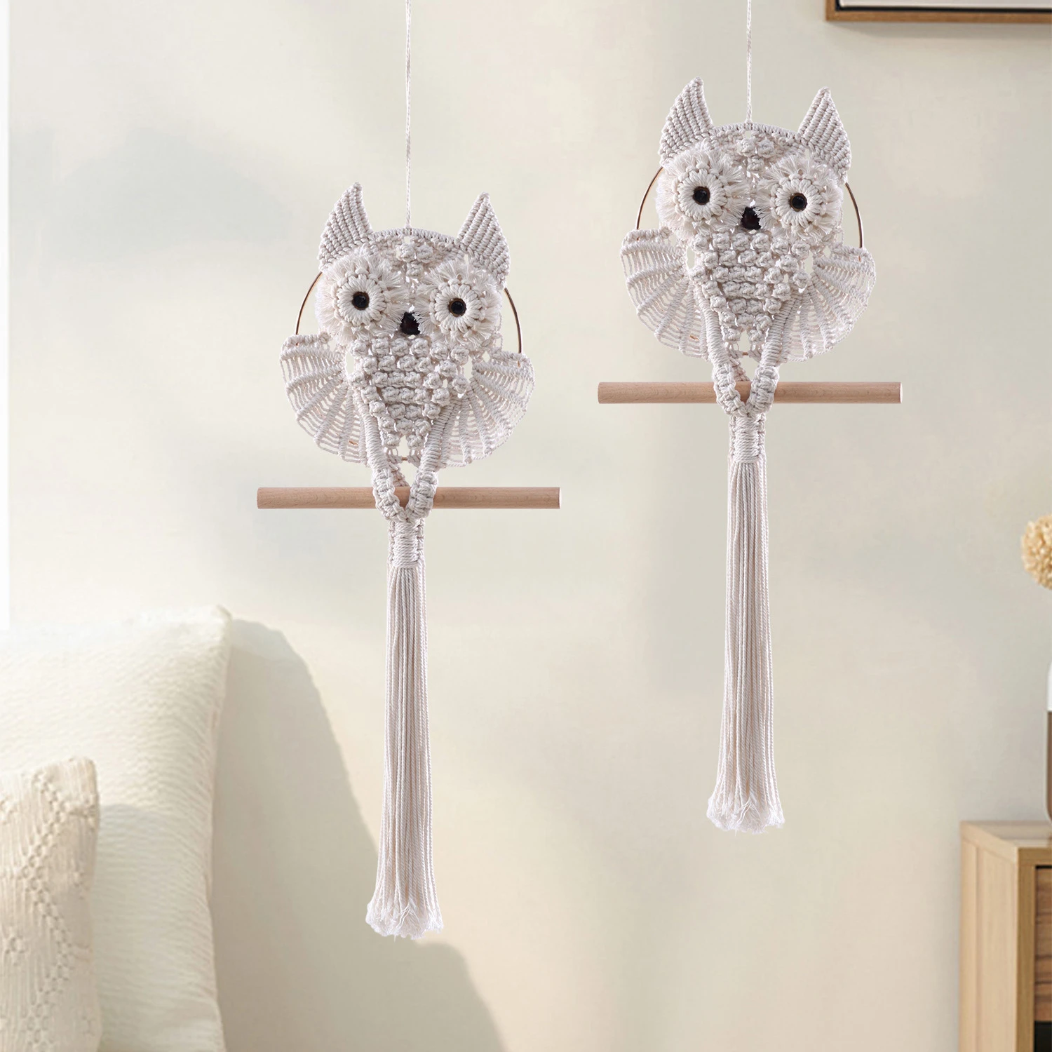 

Owl Pendant Wall Hanging Tapestry Hand Woven Bohemian Style Art Decoration