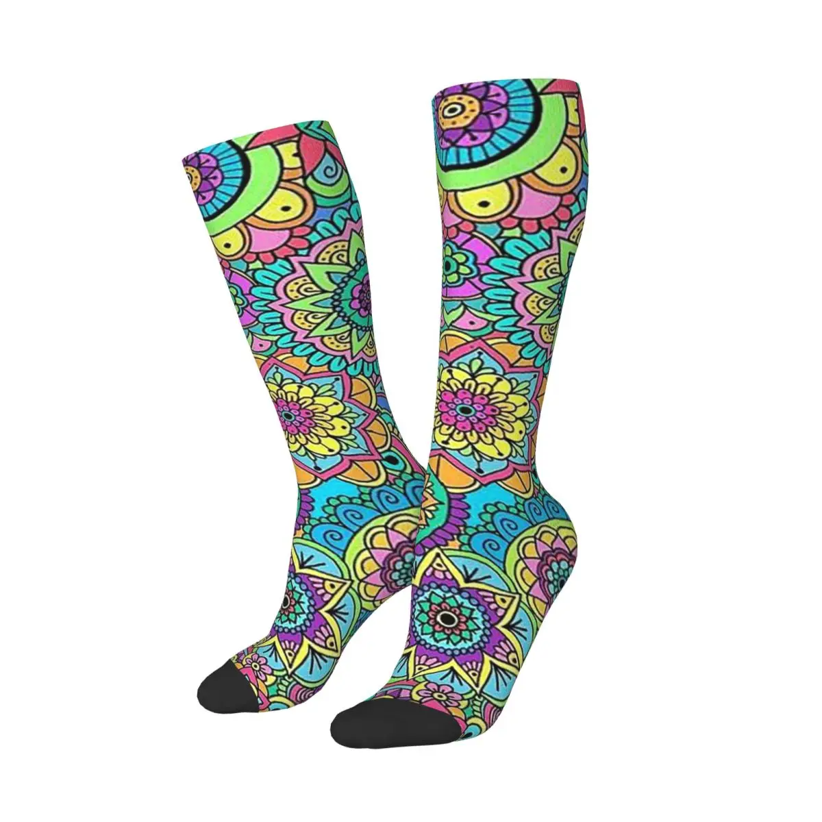 Psychedelic Summer Color Mandala Print Socks Harajuku Stockings All Season Long Socks Accessories for Man Woman Birthday Present