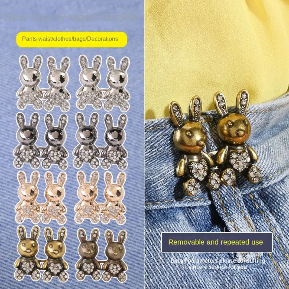 Durable Rabbit Jeans Buttons Four-pointed Star Heart Shape Replacement Pants Pins Reusable Waist Adjust No-Sewing Metal Button