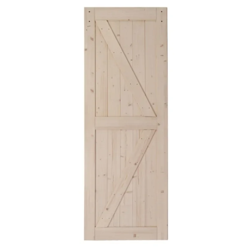 30 in x 84 in Sliding Barn Door with 7FT Barn Door Hardware Kit & Handle K Frame Solid Spruce Wood Spray Paint