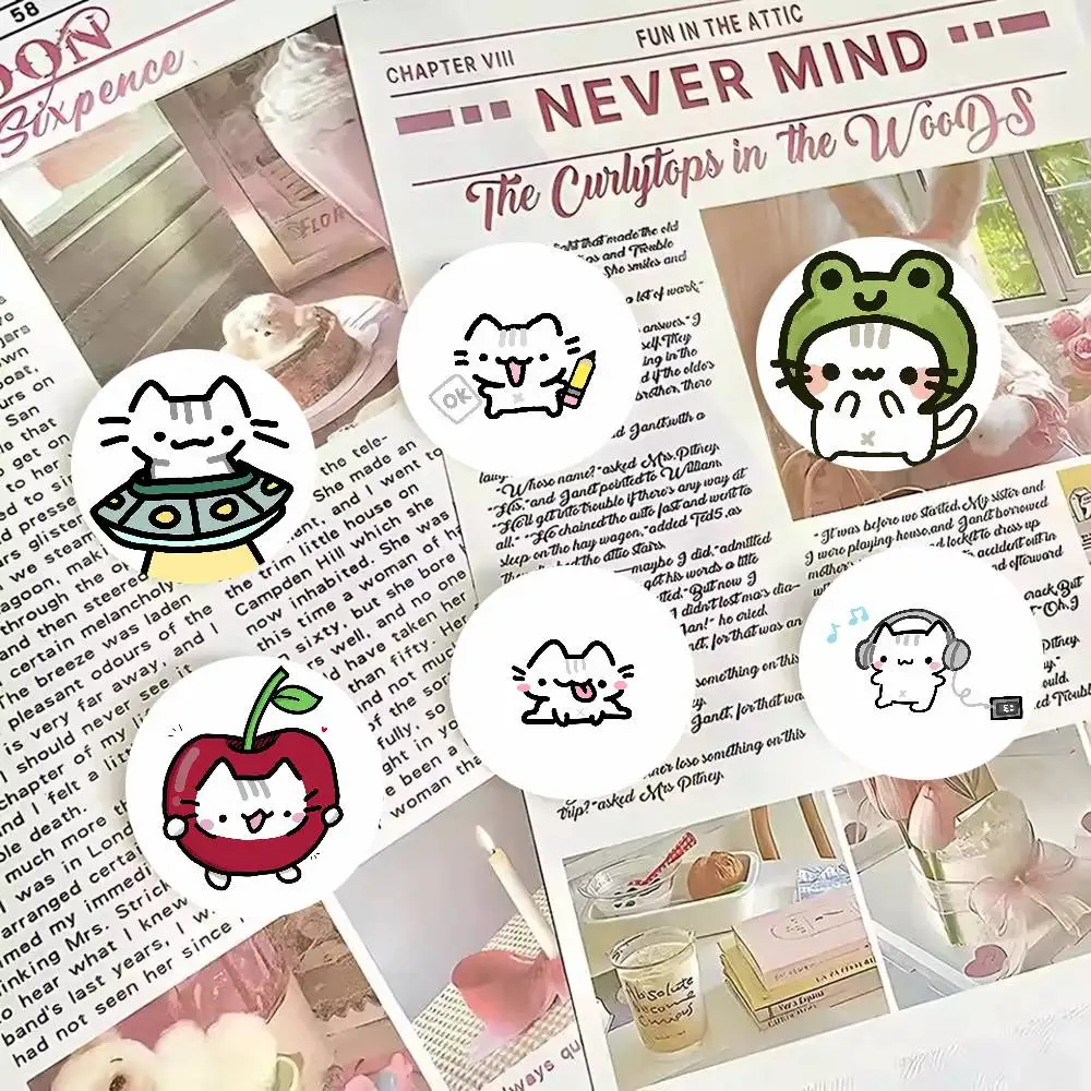 Fashion MEME Cute Cartoon Cat Badge Pins Funny Kitten Lapel Brooch Kawaii RoundBackpack Jacket Bag Decor Collectible Gift