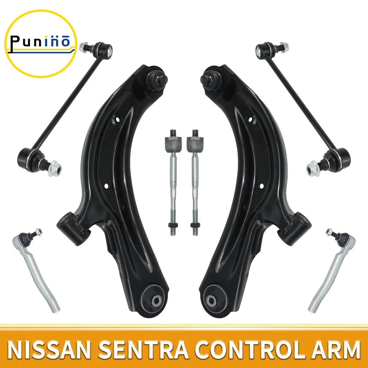 

Punino 8pcs Front Lower Control Arm Sway Bar Link Outer Inner Tie Rod for NISSAN SENTRA NV200 CHEVROLET CITY EXPRESS 2013-2019