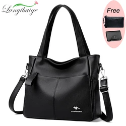 Bolsos de hombro tipo bandolera de cuero suave de alta calidad para mujer, bolso de lujo de gran capacidad, bolso informal de diseñador de marca, bolso principal