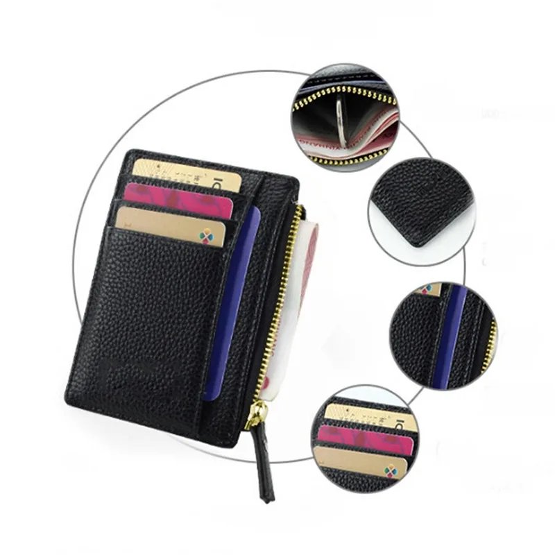 

PU Leather Women ID Credit Bank Card Holder Zipper Slim Wallet Fashion Small Coin Purse Money Clip Case Cardholder Cover