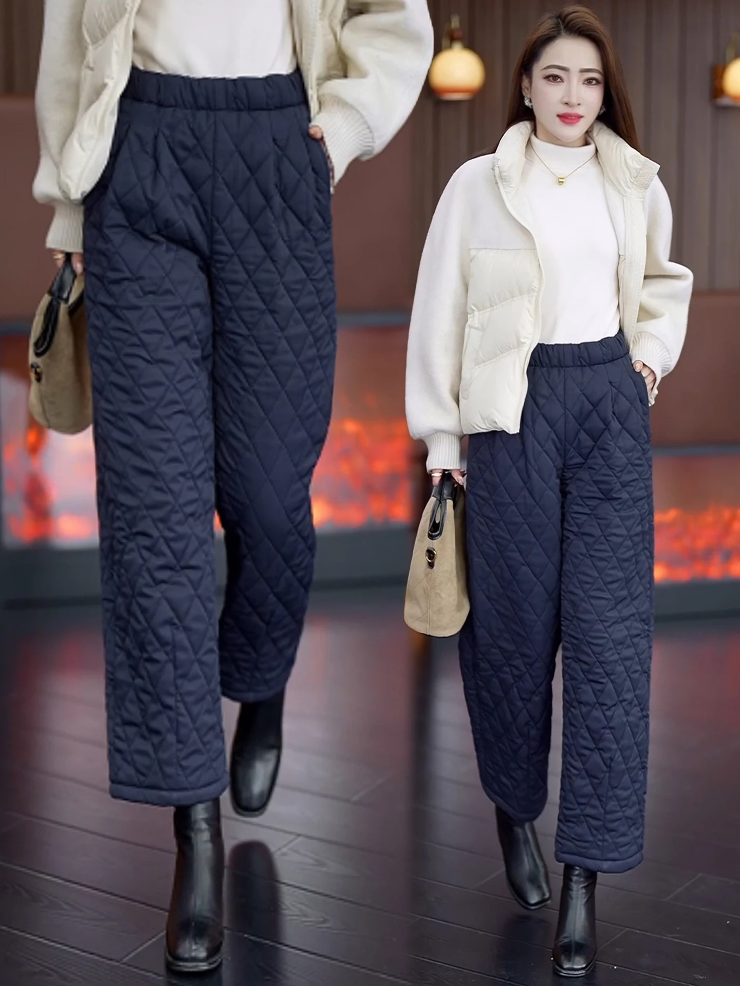 

Утепленные флисовые повседневные брюки-галифе для женщин, зимние, новые, с эластичным высоким поясом, утягивающие, укороченные, из смесового хлопка