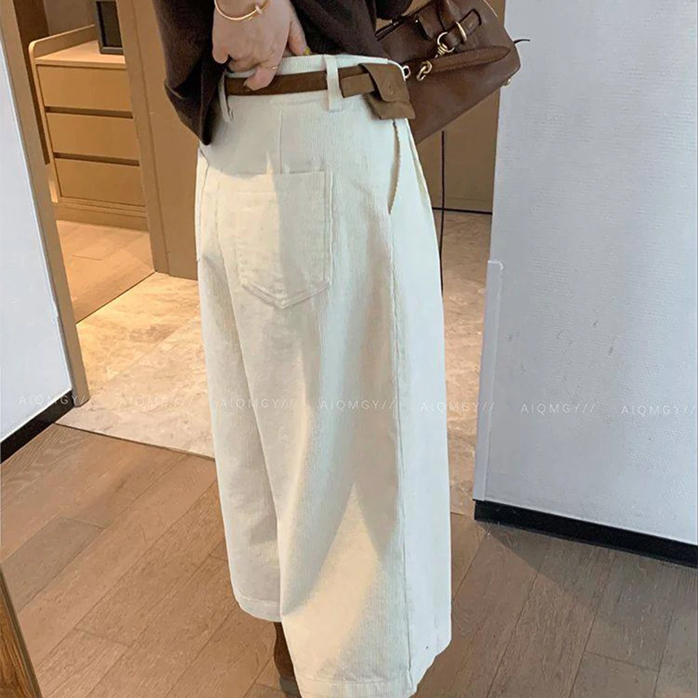 Wide-leg cropped pants for women's autumn 2025 new Korean fashion  high-waisted straight casual small cropped pants for women