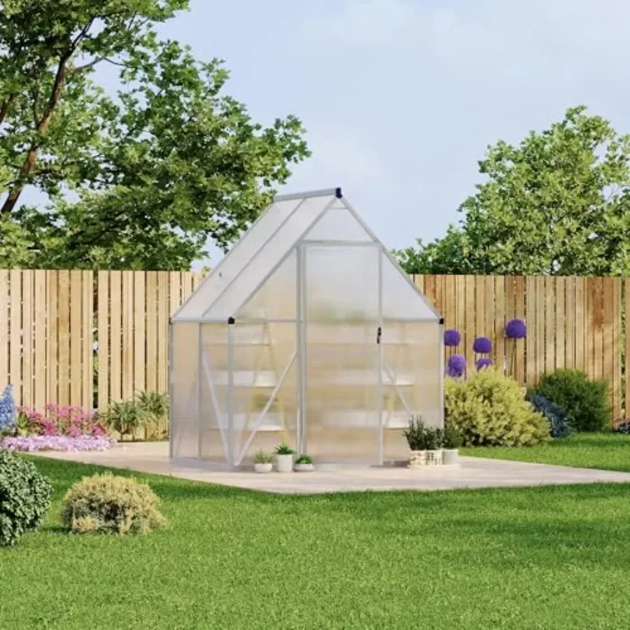 Aluminum-Framed Polycarbonate House, Heavy Duty Polycarbonate House with Quick Setup Structure and Roof Vent, Large Enhanced Al