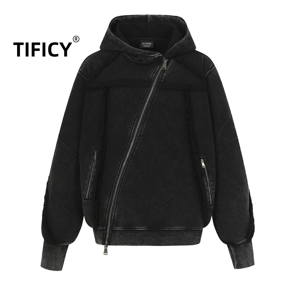 

High Street Hooded Sweatshirts Tops Men's Autumn New High Street Hoodie Deconstructive Design Sense Irregular Hoodies Sweatshirt