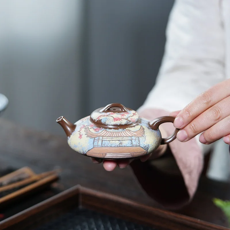 Yixing Handmade Zisha Teapot, Raw Ore Red Gold Zhuni Clay, Gourd Ladle Style, Master Crafted Kung Fu Tea Pot, Chinese Tea Set