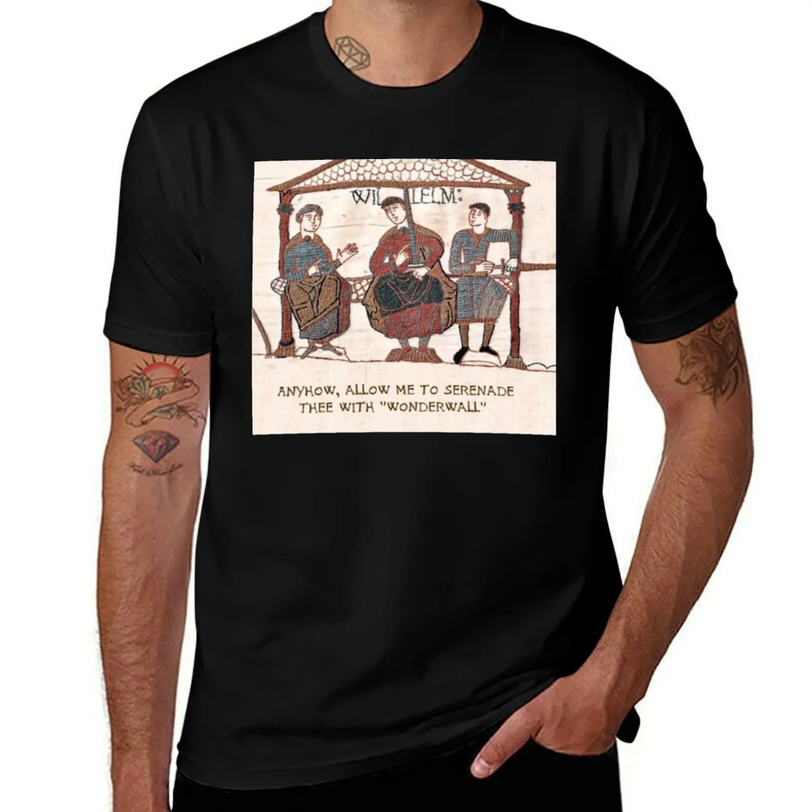 Funny Medieval meme - Anyhow Allow me to Serenade thee with Wonderwall T-Shirt g man t shirts for men T-Shirt
