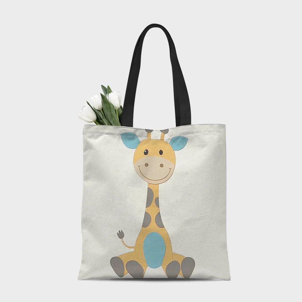 1Pc Borse a tracolla modello giraffa animale Borsa tote Borse portatili riutilizzabili per palestra Weekend Beach Viaggi Generi alimentari Shopping