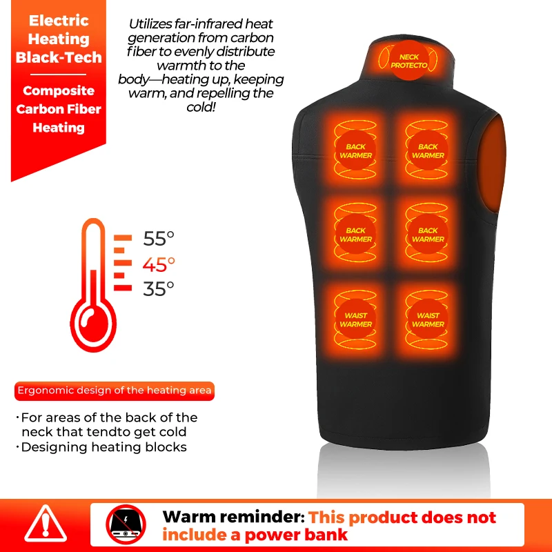 Zones Heated Vest Men Woman USB Heater Softshell Waistcoat Snowboarding Winter Windproof Base Layer For Outdoor Working Skiing view 2