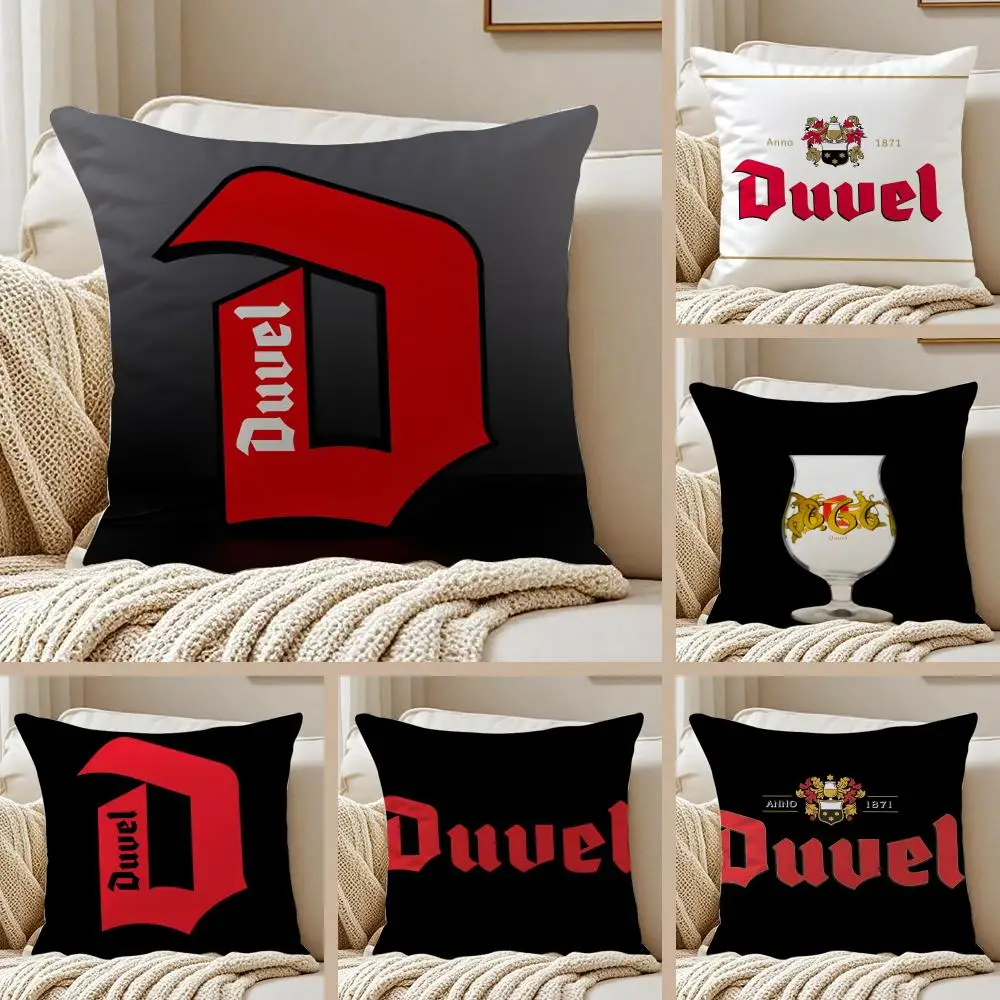 D-Duvel Beer Design Cushion Cover Silky Short Plush Double-Sided Printed Pillow Case for Sofa All Seasons Home Decor Gift
