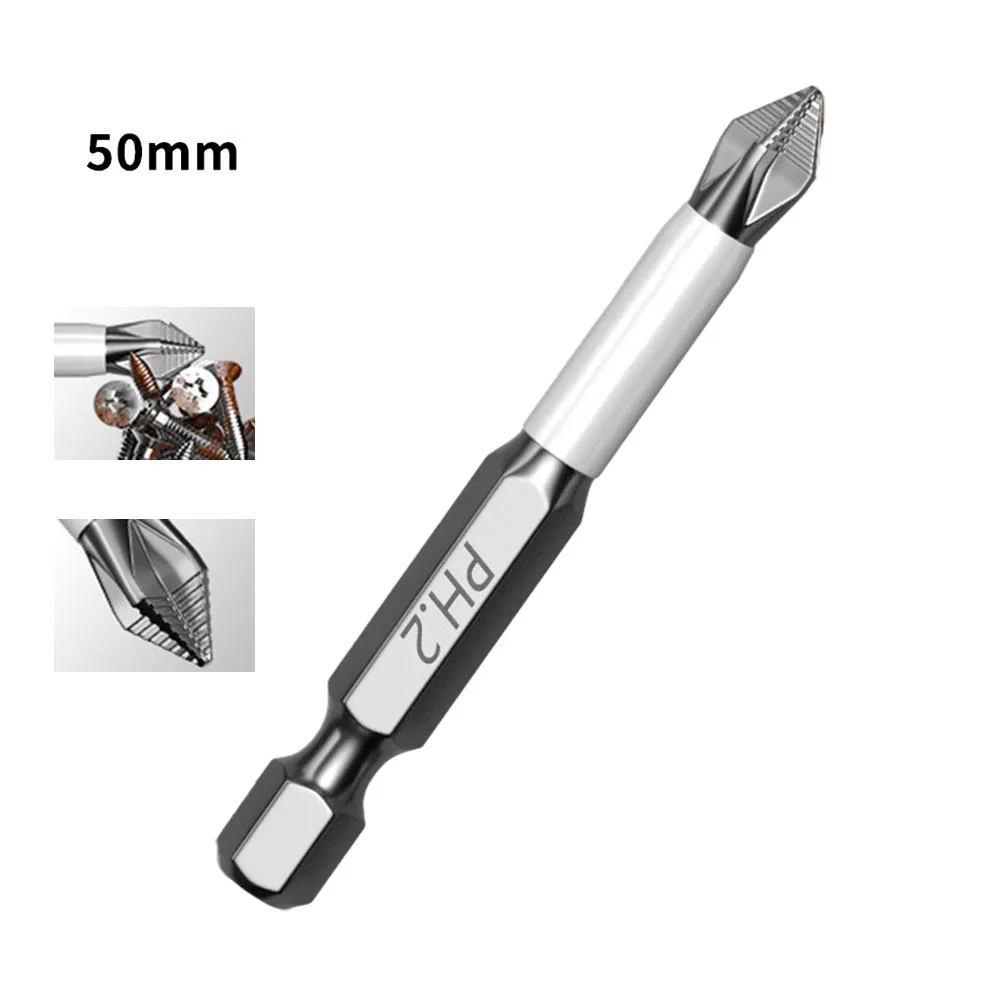 1pc 25-150mm Magnetic Non-Slip Batch Head PH2 Cross Screwdriver Hex Shank Bits Wear Resistance Alloy Steel Tools