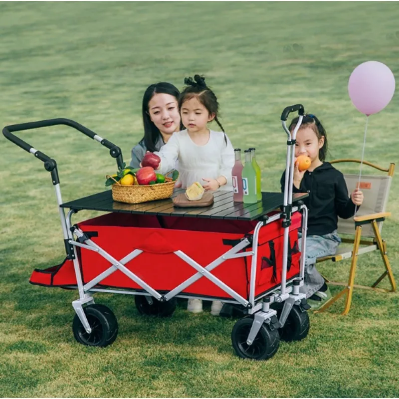 Outdoor Camper, Folding Camping Trolley, Four-wheel Stall Camper, Extended Beach Trolley