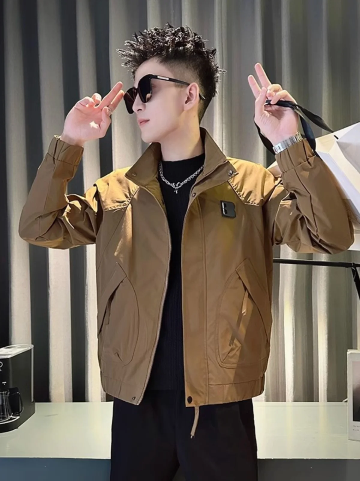 

High-End Men's Workwear Jaet Sli Haome Spring Autumn New Trend Brand Polyester Fiber Zipper Closure Long Sve Slim...