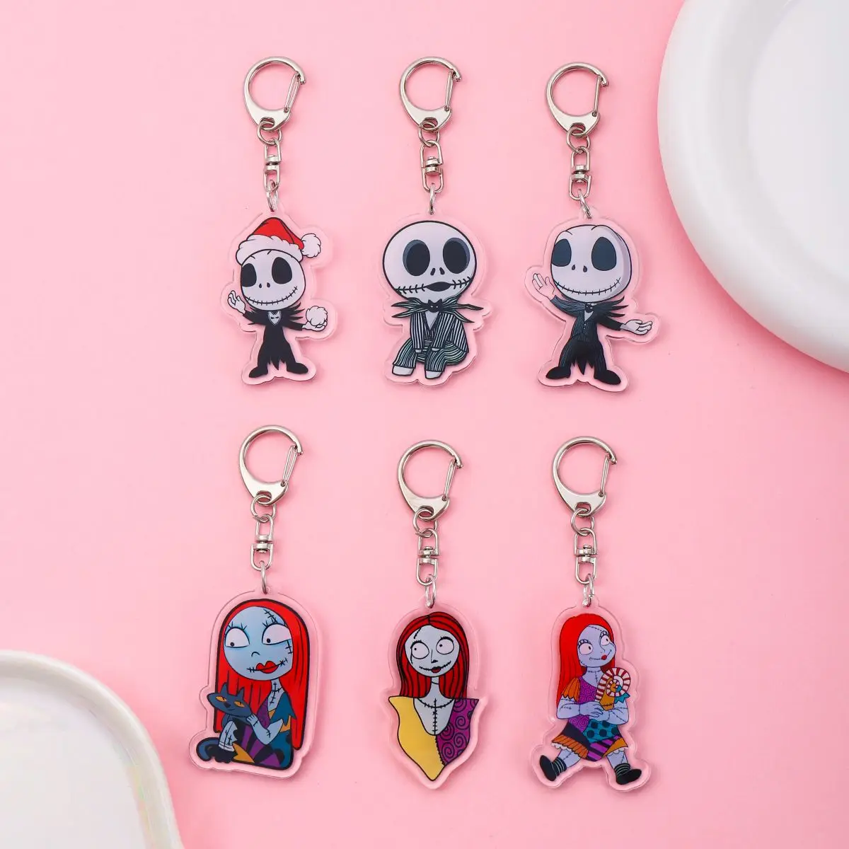 

Anime The Nightmare Before Christmas Acrylic keychain accessaries Cartoon Bag Pendant Gift cute bag charm Keyring Friends Gifts