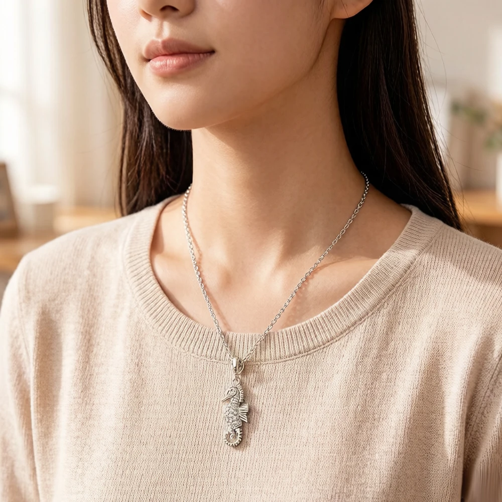 Oryginalny 925 Sterling Silver DIY wisiorek z amuletem konik morski Ocean koraliki prezent kobiety mężczyźni do sprzedaży hurtowej biżuterii — zdjęcie 4