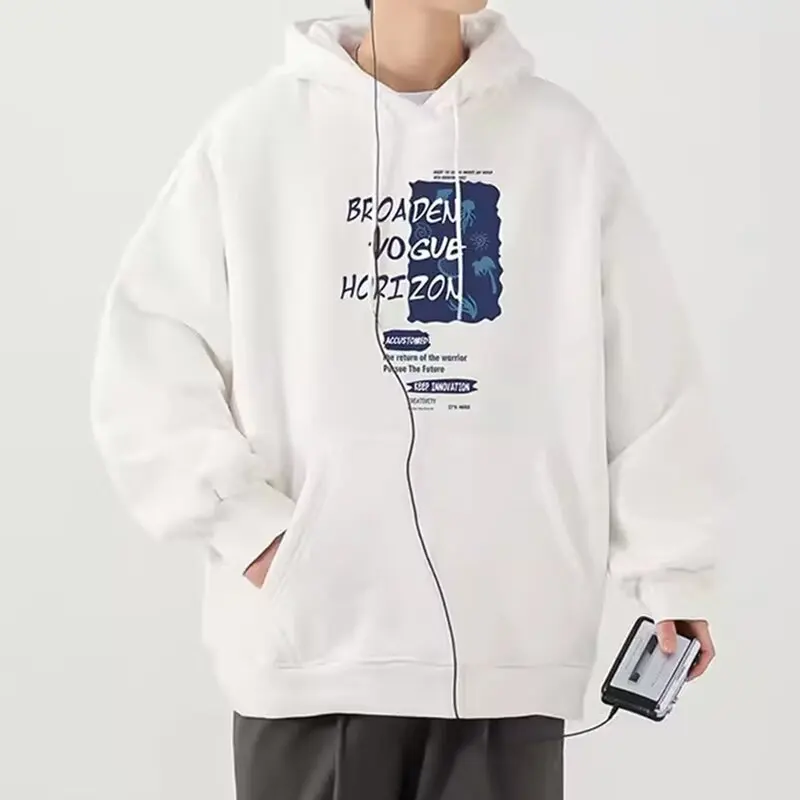 

Shirt Less Clothing Hooded Sweater Men's Autumn and Winter Hong Kong Style Loose Large Size Ins Fashion Trend Cross-border