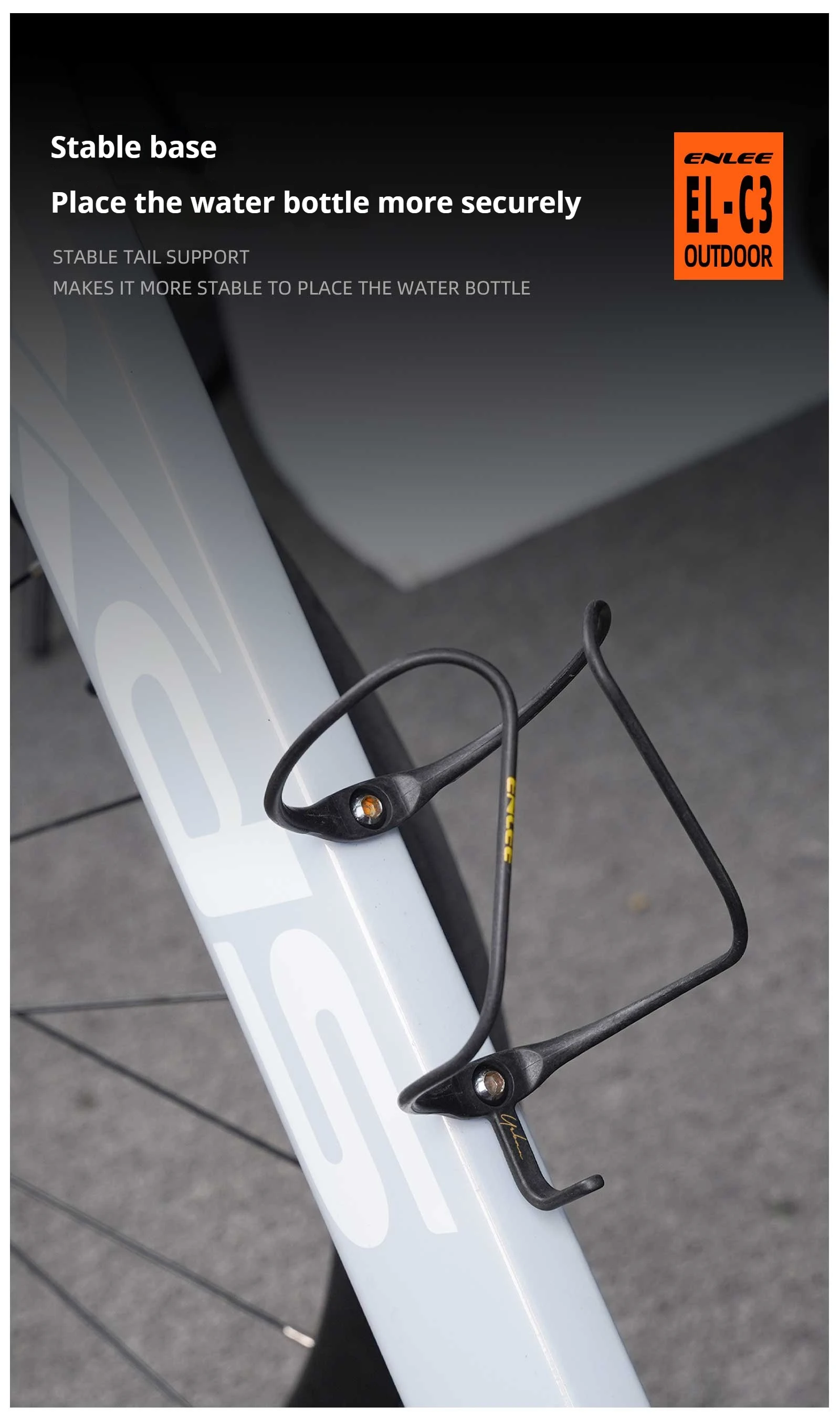 ENLEE 9,2 g superleichter Flaschenhalter aus Kohlefaser, hohles, stromlinienförmiges Design, aerodynamische Fahrrad-Wasserflaschenhalterung für den Rennradbereich – Detail 10