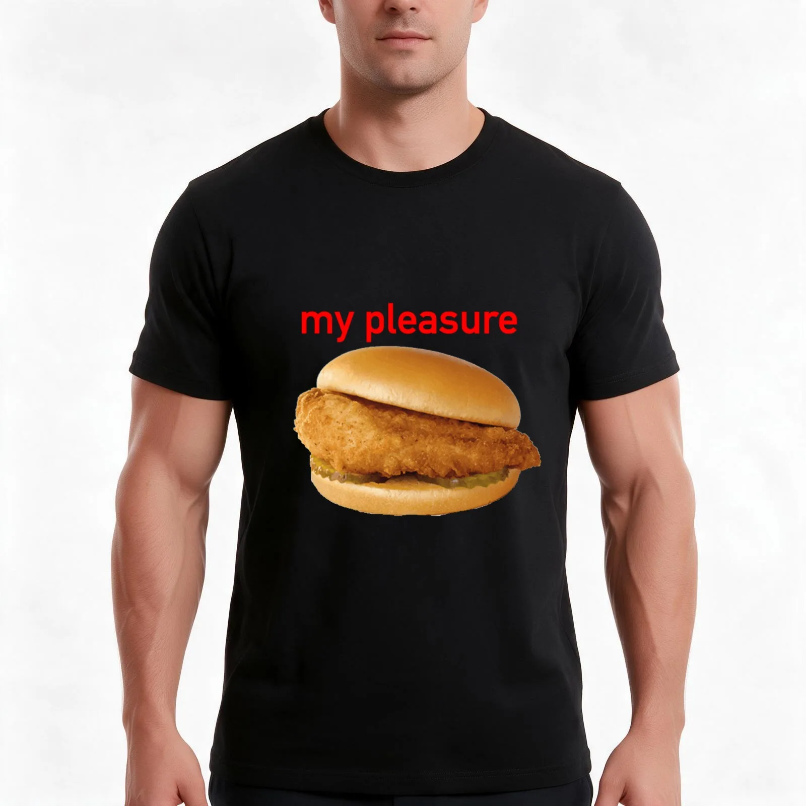Chick-Fil-A Sandwich T-Shirt, Summer Casual Cotton Tee, Oversized Streetwear Tops, Vintage Graphic Print, Loose Fit Short Sleeve