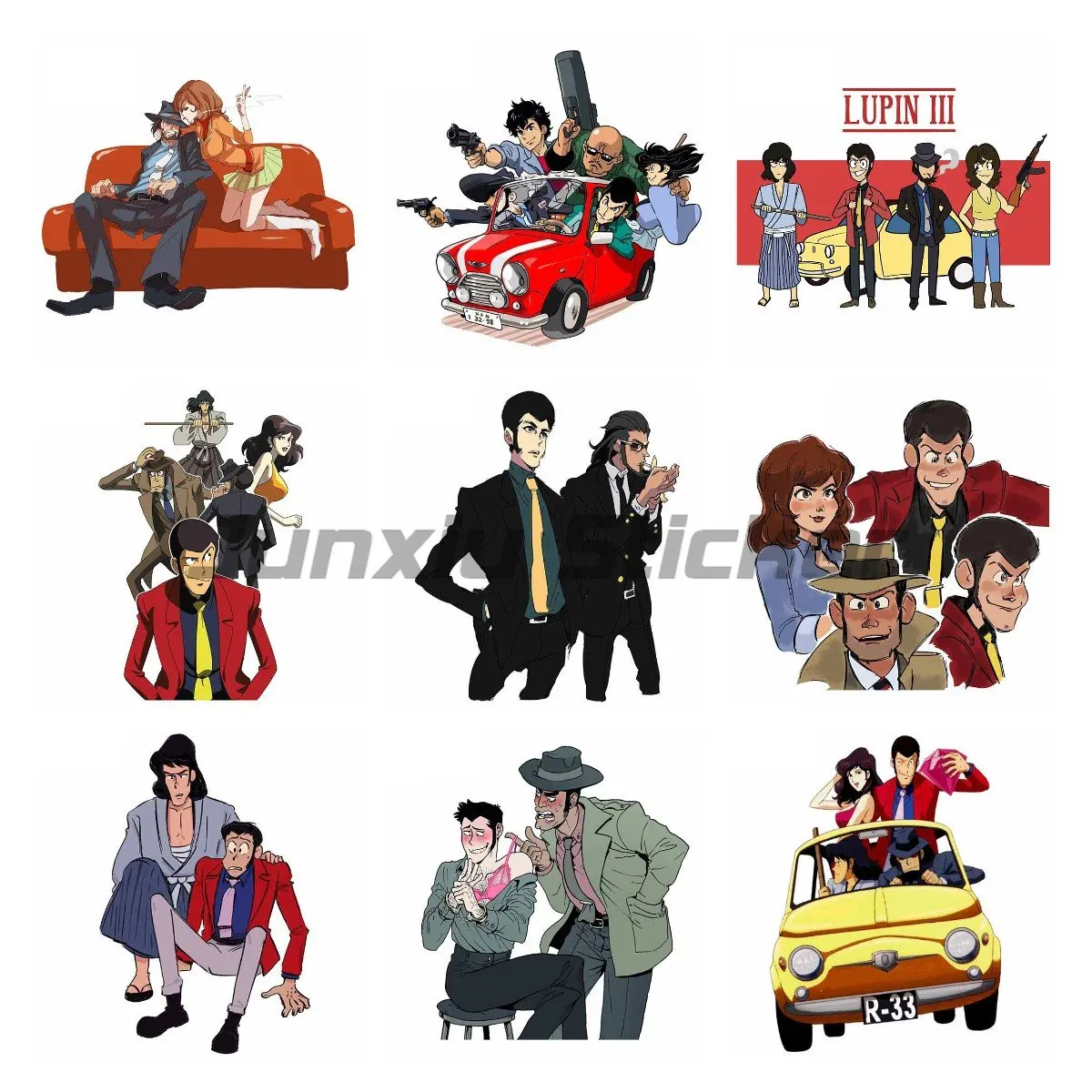 Lupin III Anime Car Stickers RV VAN Car Door Windshield Vinyl Waterproof Scratch-proof Decal Surfboard Decoration