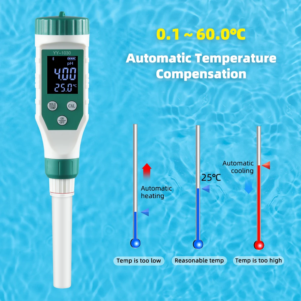 Misuratore di PH Bluetooth risoluzione 0.01 Display LCD retroilluminato Tester di pH ad alta precisione per alimenti carne birra birra birra