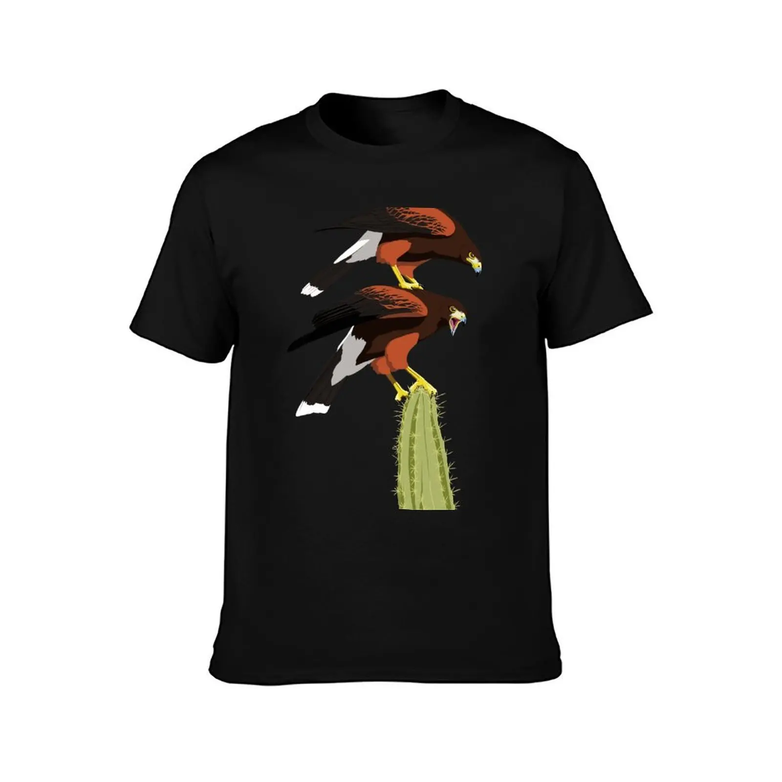 Harris's Hawk T-Shirt, Summer Casual Cotton Tee, Oversized Streetwear Tops, Vintage Graphic Print, Loose Fit Short Sleeve