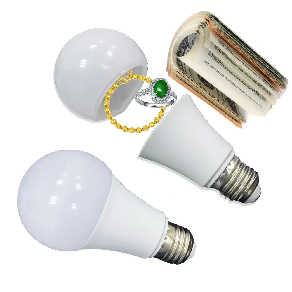 1pc salvadanaio privato lampadina a LED finta casa deviazione stash può contenitore sicuro nascondere gioielli scatola di immagazzinaggio nascosta scatola segreta