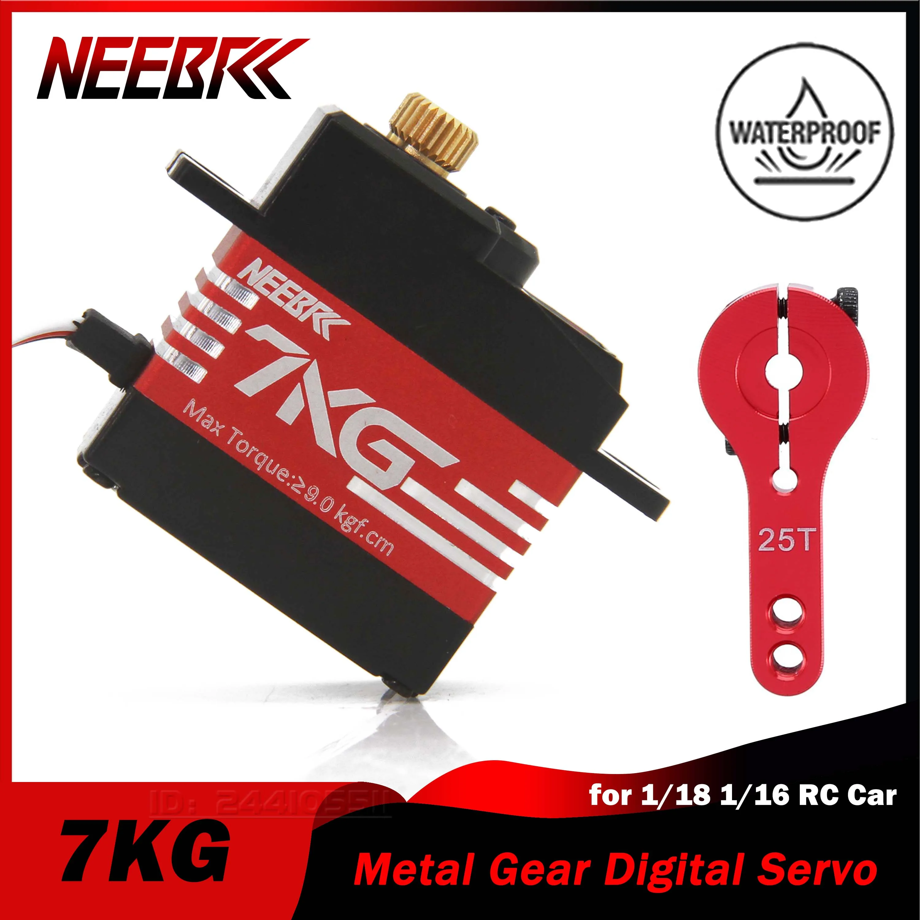 

NEEBRC 7KG 21G 17G Metal Gear Half-aluminum Frame Digital Servo Motor with 25T Arm for 1/18 1/16 RC Car WLTOYS Boat Plane Robot