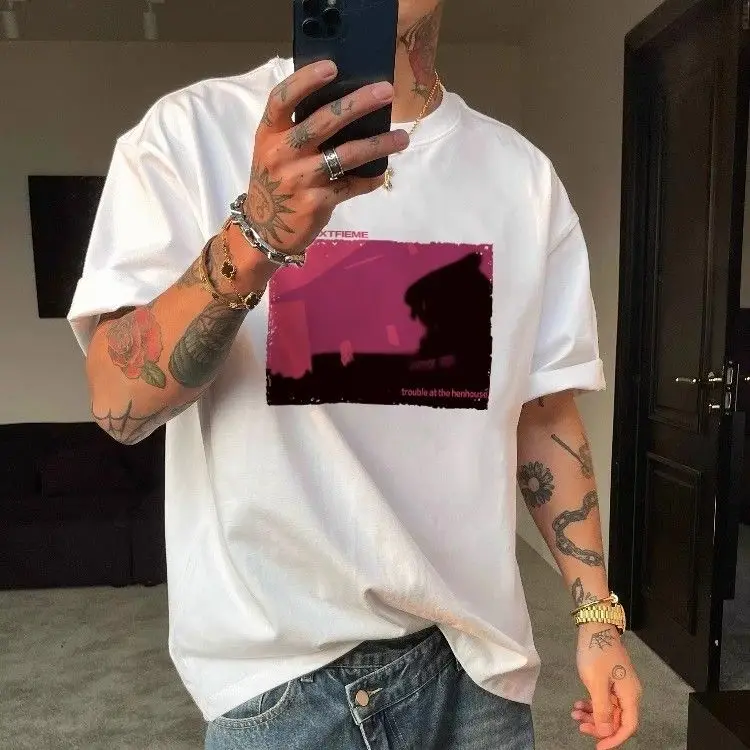 

Новый американский бренд Tide с принтом из чистого хлопка с короткими рукавами и половиной рукавов, летний тренд, свободный и универсальный бренд Ins Tide