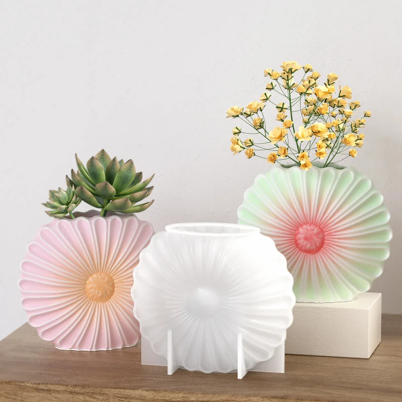 

2PC 3D Sunflower Silicone Mold for Vase Decor DIY Flower Arrangement Holder Resin/Cement Casting Mold Craft Supplies Christmas