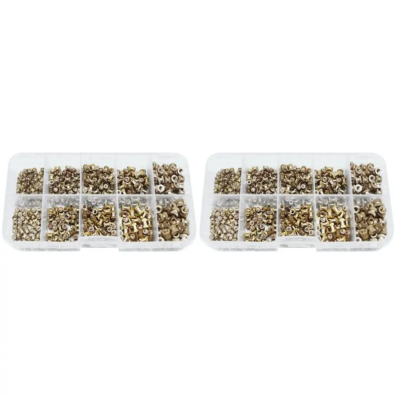 BAAJ-1040Pcs M2 M2.5 M3 Metric Female Thread Knurled Brass Threaded Insert Embedded Nuts Assortment Kit