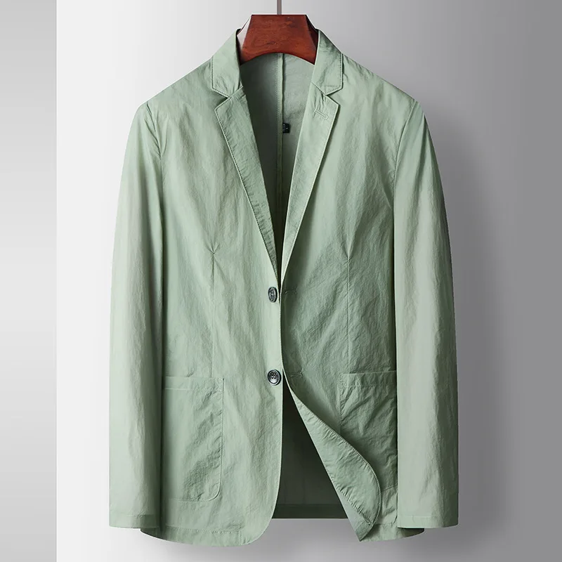 2026 Spring/Summer New Men's Light Luxury Business Leisure Suit Coat Solid Color Thin Ice Silk Cool Sunscreen Suit Coat