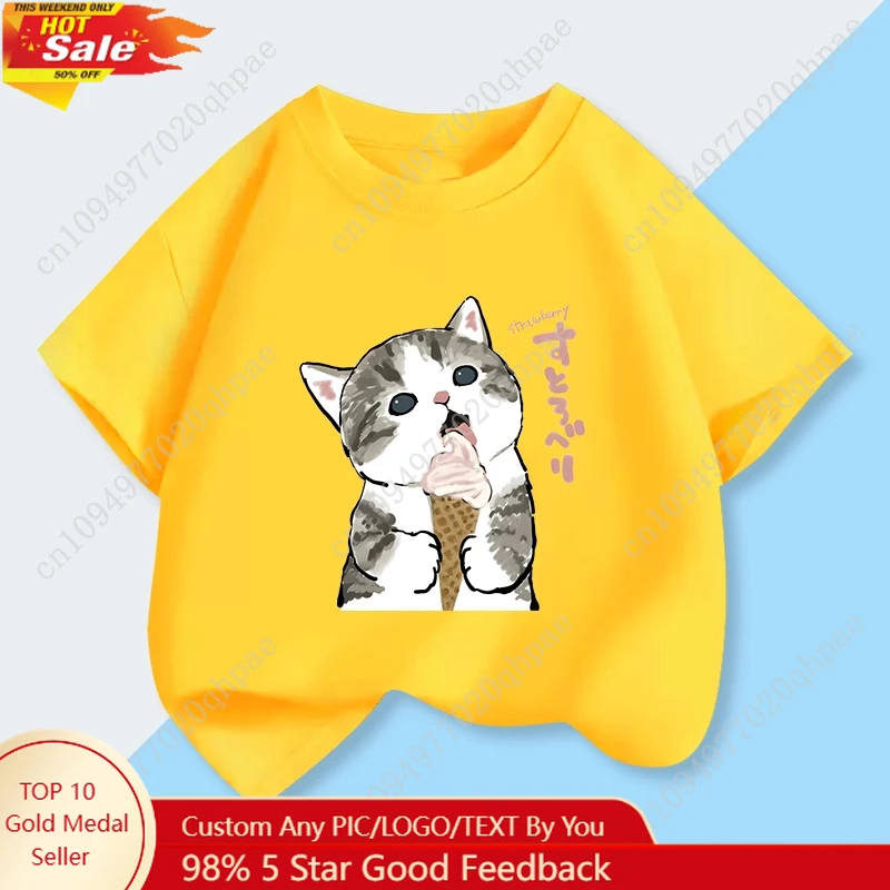 Mofusand Cat Girl's Clothing Short Sleeved T-shirt Baby