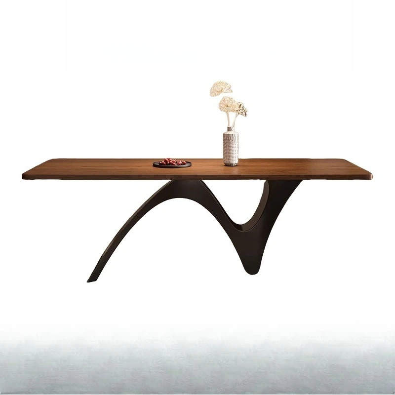 French retro rectangular household small apartment dining table black walnut
