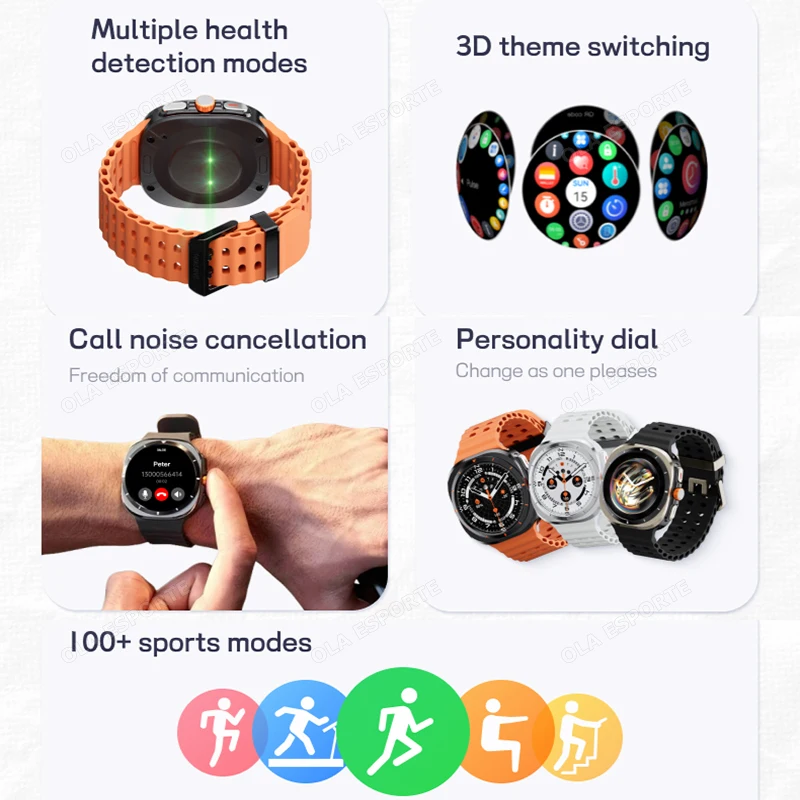 2024 New Galaxy watch 7 Ultra Men's Full Touch GPS Sport Tracker HD BT Calls Heart Rate Smart Watch Men Women For iphone Samsung