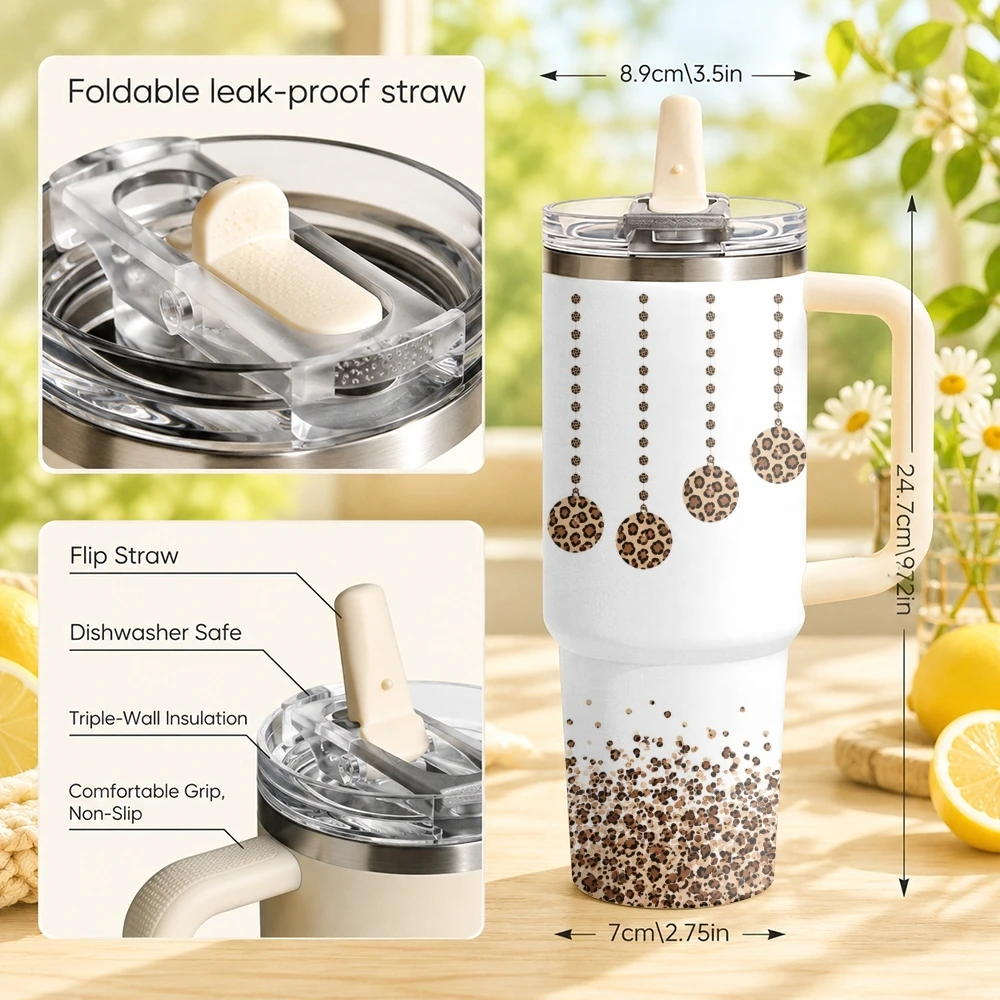 Wind Chime Design Vacuum Flasks 40oz Thermal Tumbler with Handle Stainless Steel Vacuum Insulated Leak Proof Travel Mug
