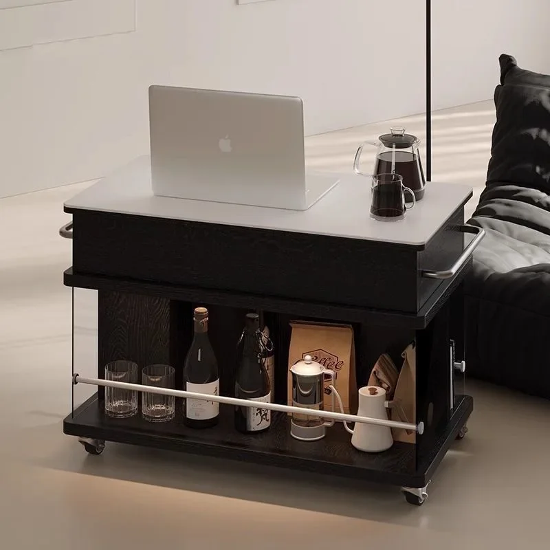 Modern simple liftable coffee table rock slab household multi-functional sofa small side table small apartment bedside cabinet