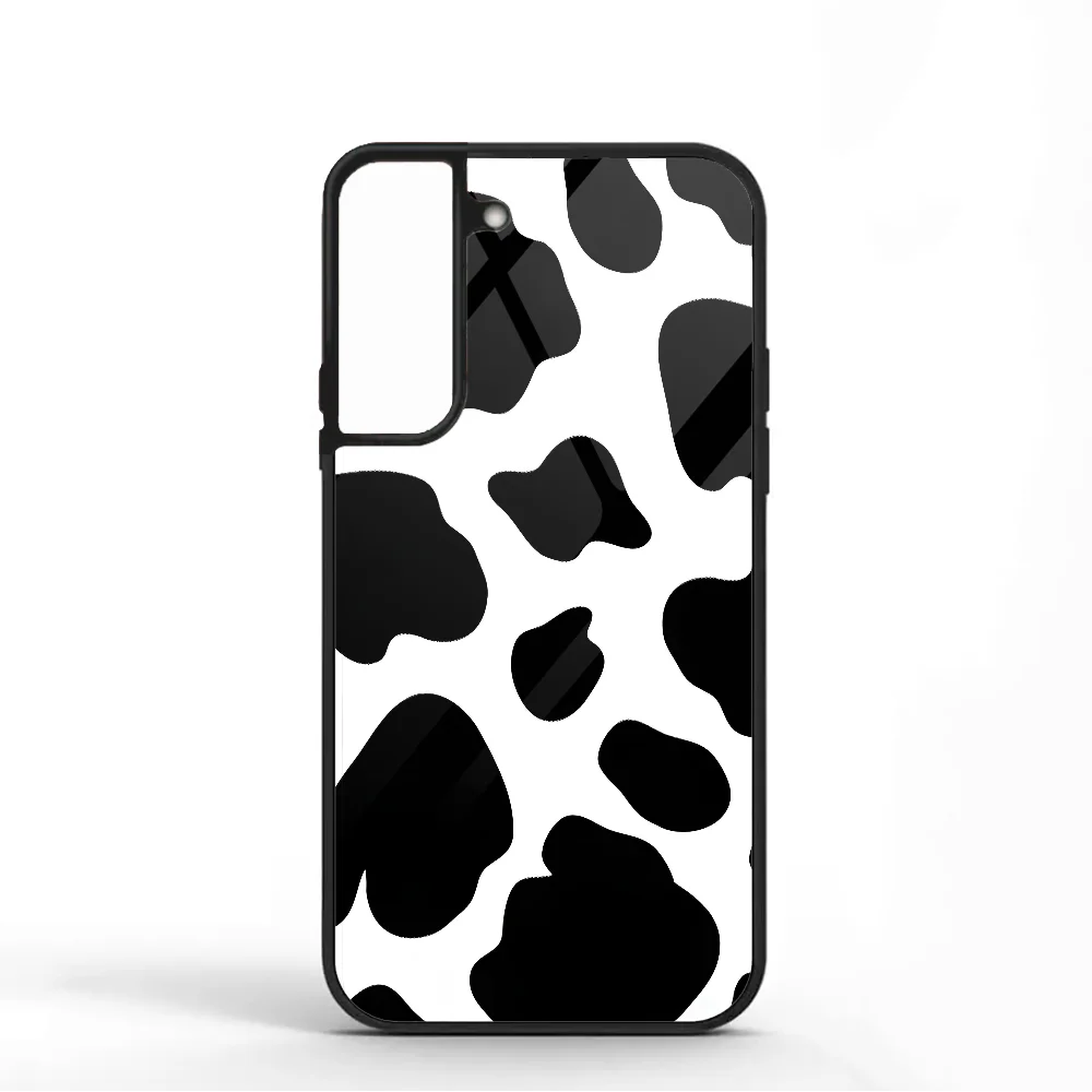 Cow Black Stains White Background Phone Case For Samsung S10 S20 S21 S22 S24 S30 Plus ULTRA Mirror Acrylic Cover