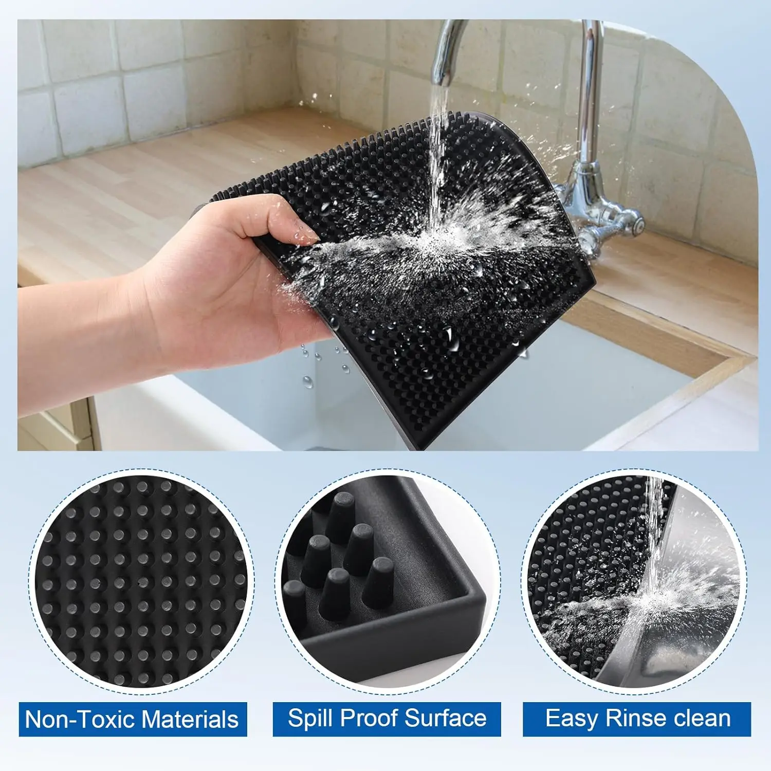 2pcs Tamper Mat Bar Mat Rubber Anti-slip PVC Coffee Bar Mats Waterproof Heat Resistant Durable Drain Mat for Home Cafe Coffee